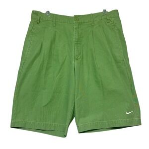 Nike Mens Golf Shorts Green Pleated Loose Fit Sz 32 DX0643 386